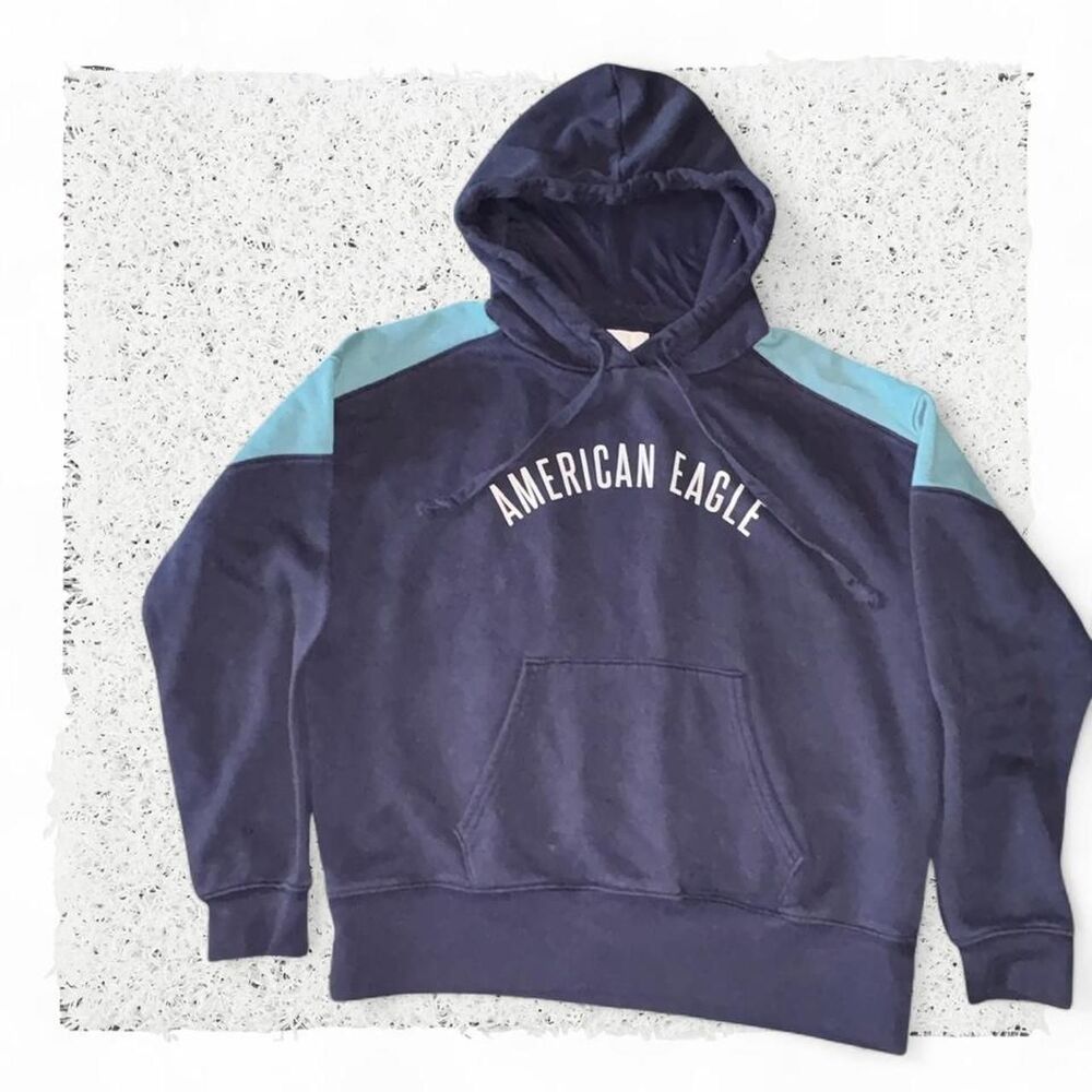 American-eagle-outfitters Men's Navy and Blue Hoodie